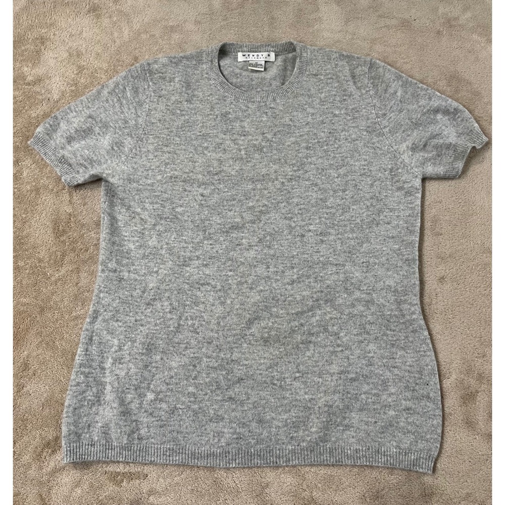 Wendy B. Cashmere Sweater Shirt/Blouse Women's Medium Gray Luxury Knit S/S EUC